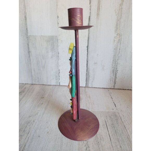 Candlestick holder clay Xmas tree gingerbread men vintage home decor - Picture 5 of 9